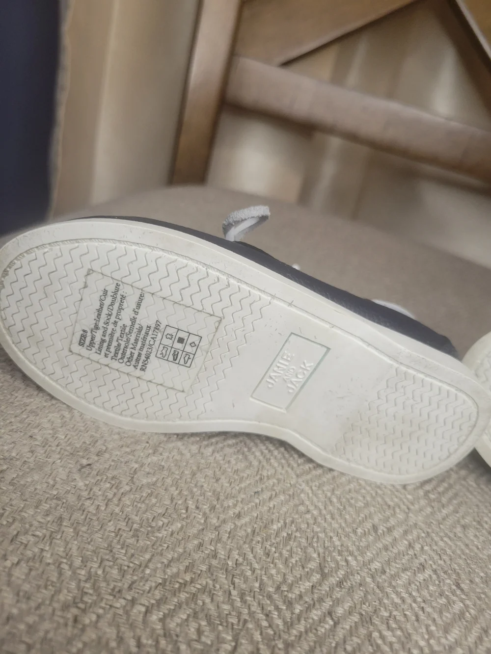 Janie And Jack Navy Blue Boat Shoes with White Laces - Picture 3 of 7